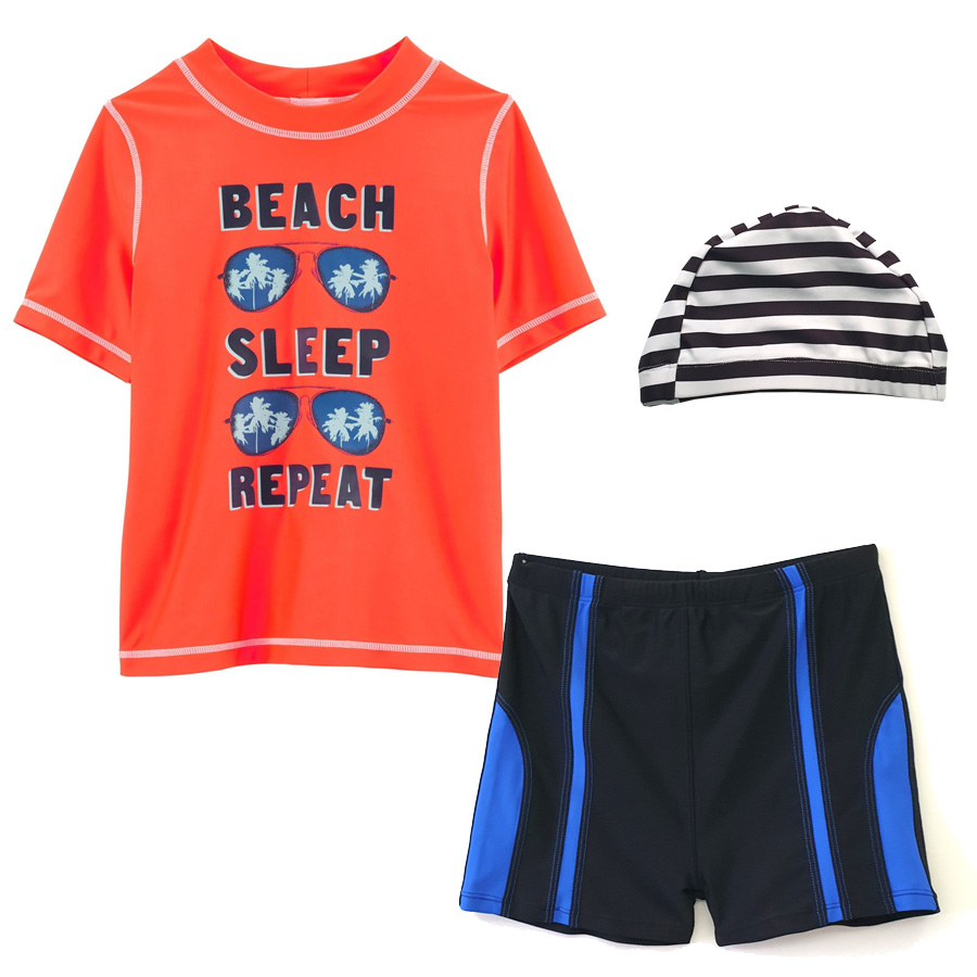 Bộ bơi cho bé trai hàng xuất xịn vải chống nắng UPF 50+ từ 36kg đến 43kg màu cam