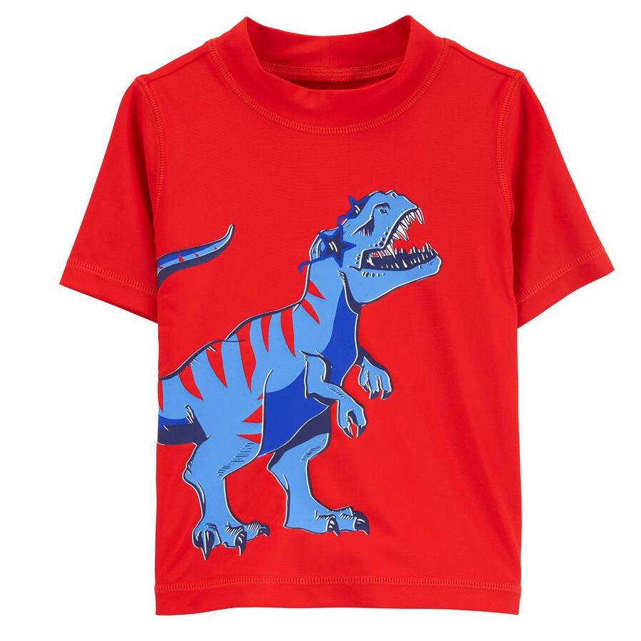 Áo bơi cho bé trai hàng xuất xịn vải chống nắng UPF 50+ từ 12kg đến 20kg màu đỏ khủng long