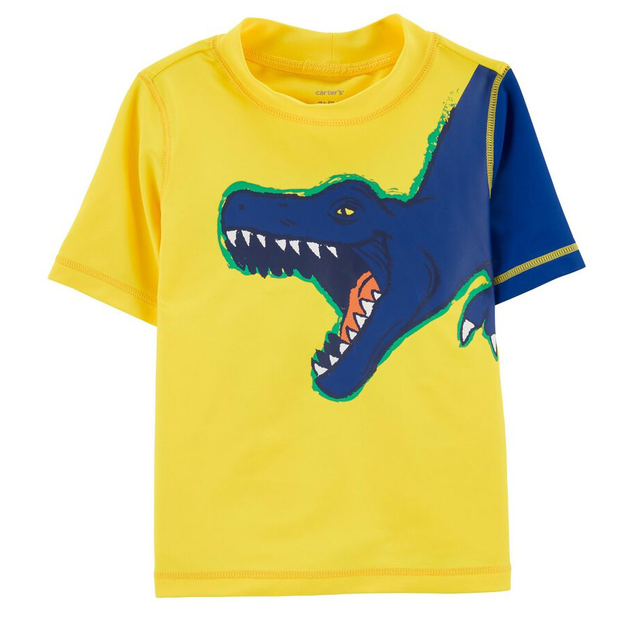 Áo bơi cho bé trai hàng xuất xịn vải chống nắng UPF 50+ từ 14kg đến 20kg màu vàng khủng long