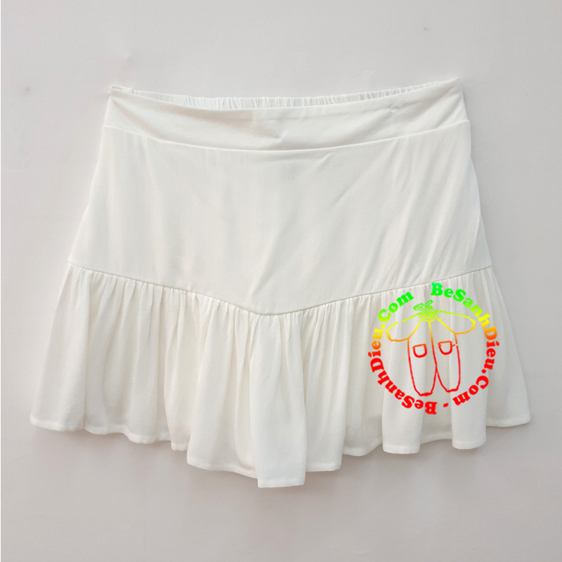 Chân váy ngắn lót quần HCV43 vải ren nổi màu hồng - trắng Hỉn Hỉn Store